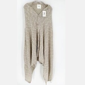 NWT Engine Beige Cotton V-Neck Button Front Knit Poncho Women's Size Medium